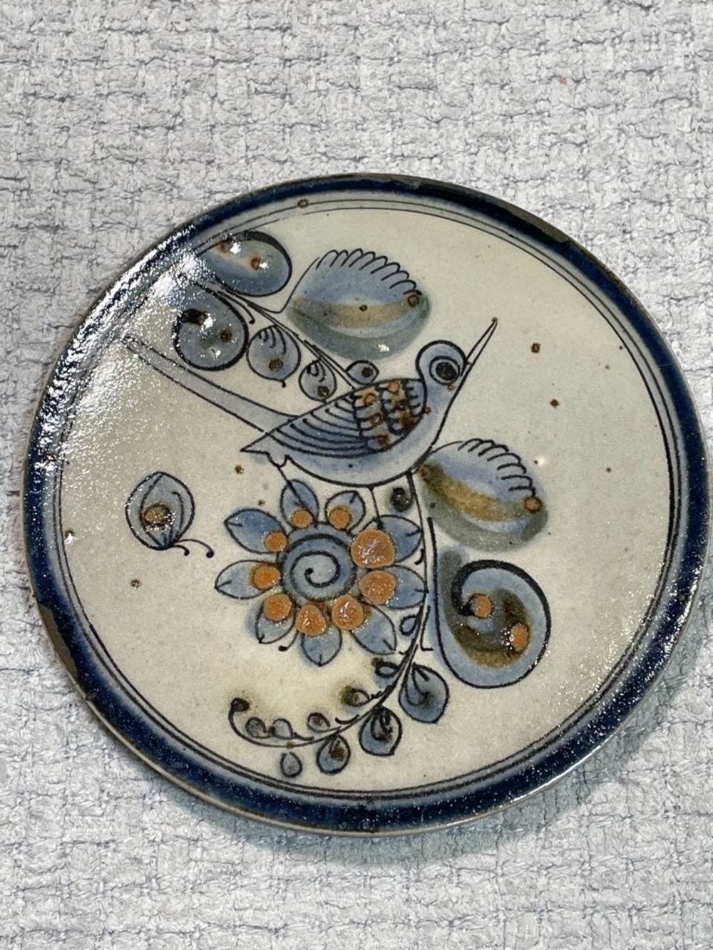 Stunning Ken Edwards Bird Flowers Mexico Studio Art Pottery Trivet